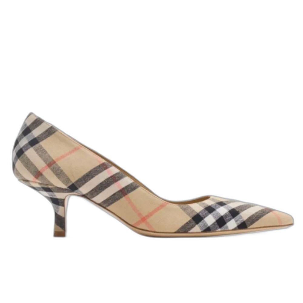 Burberry Check Dame Kitten Heel Pumps Sand Beige EU 39 US 9